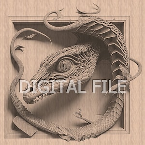 Laser Engraving Files, Snake head, Snake png, 3D Illusion, Wood Engraving, Glowforge Laser Ready.