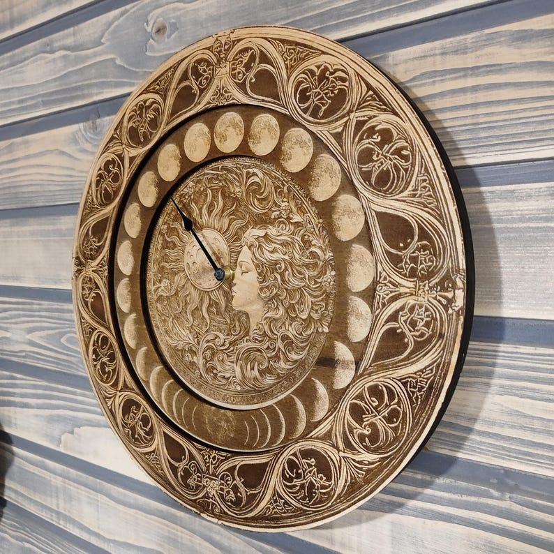 Wooden Moon Phase Clock: Lunar Wall & Desk Art - Etsy