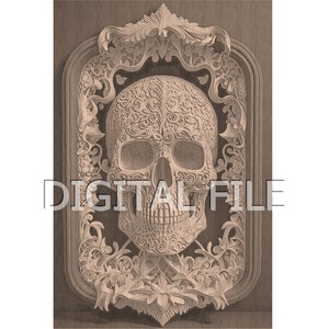 Laser Engraving Files, Sugar Skull, 3D Illusion, Wood Engraving, Glowforge Laser Ready.
