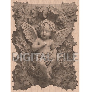 File per incisione laser, Baby Angel, 3D Illusion, Glowforge Laser Ready, file xTool.