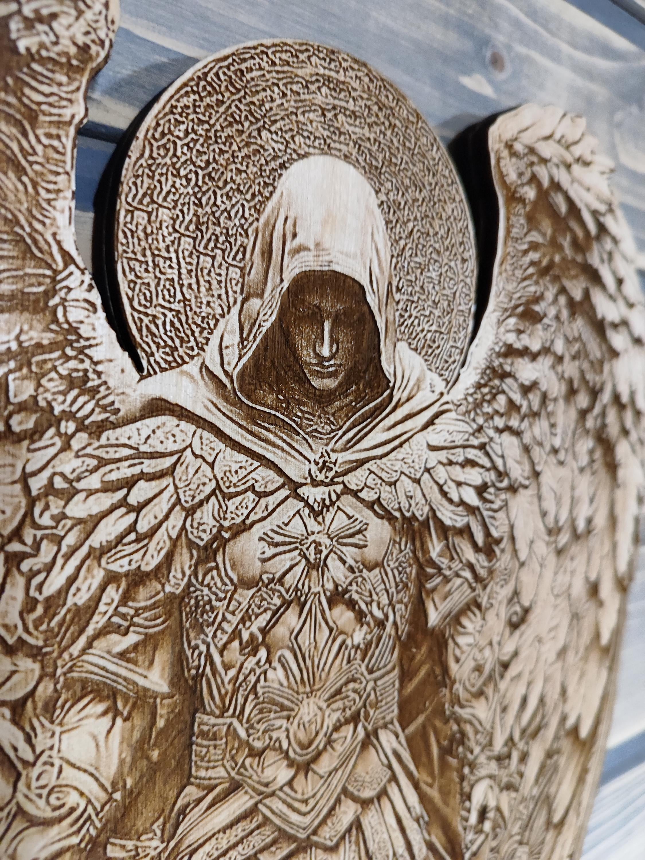 Archangel Michael | Laser Engraved Wood Wall Art | Modern