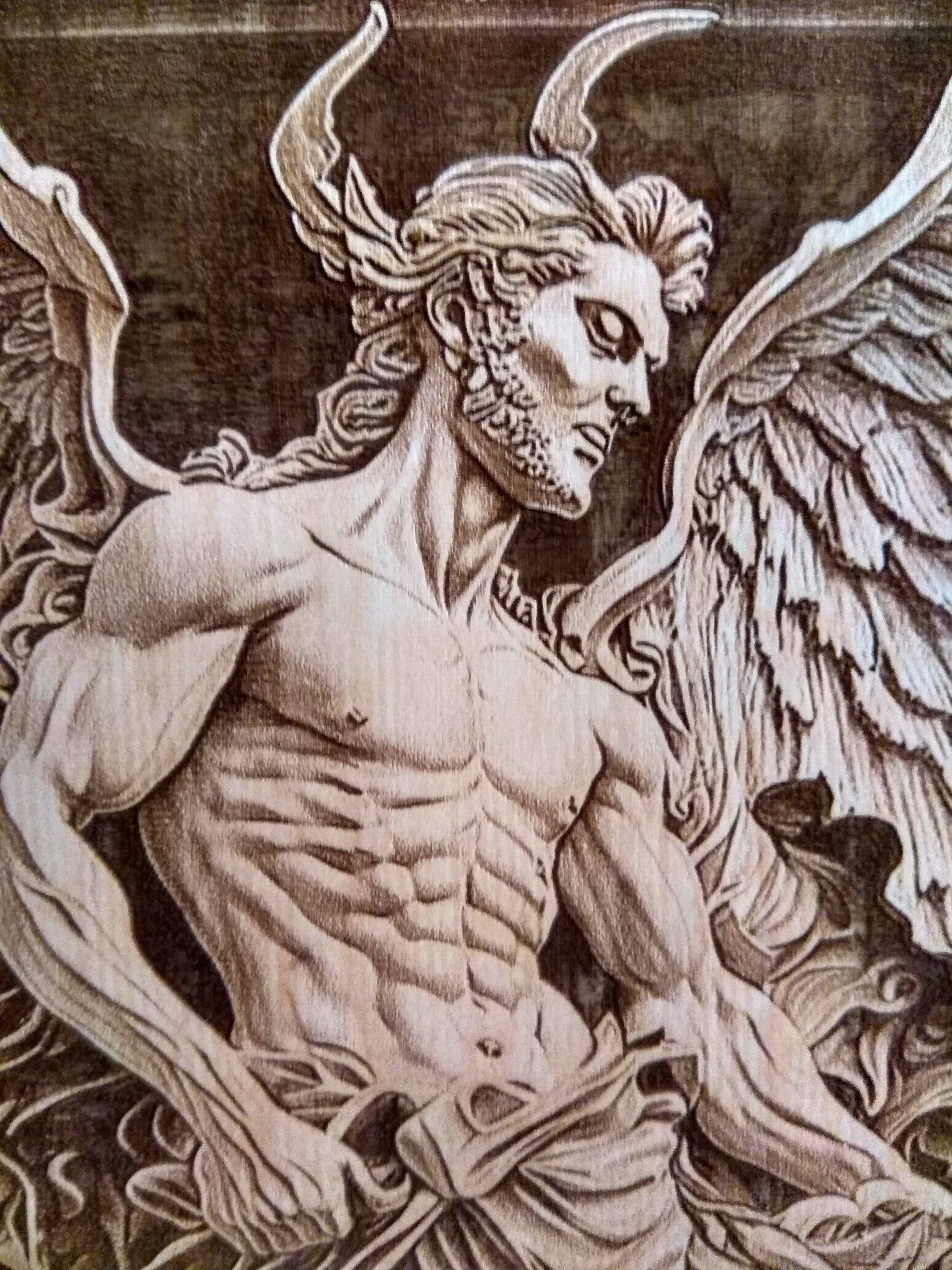 Lucifer, 3D Illusion Laser Engraved Gothic Wood Wall Art. - Etsy