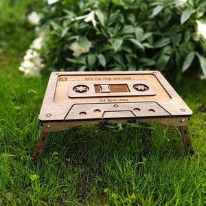 Personalized Coffee Folding Table, Bed Tray, Folding Tray Table, Mixtape Table, Cassette Coffee Table, Small Coffee Table, Low Picnic Table