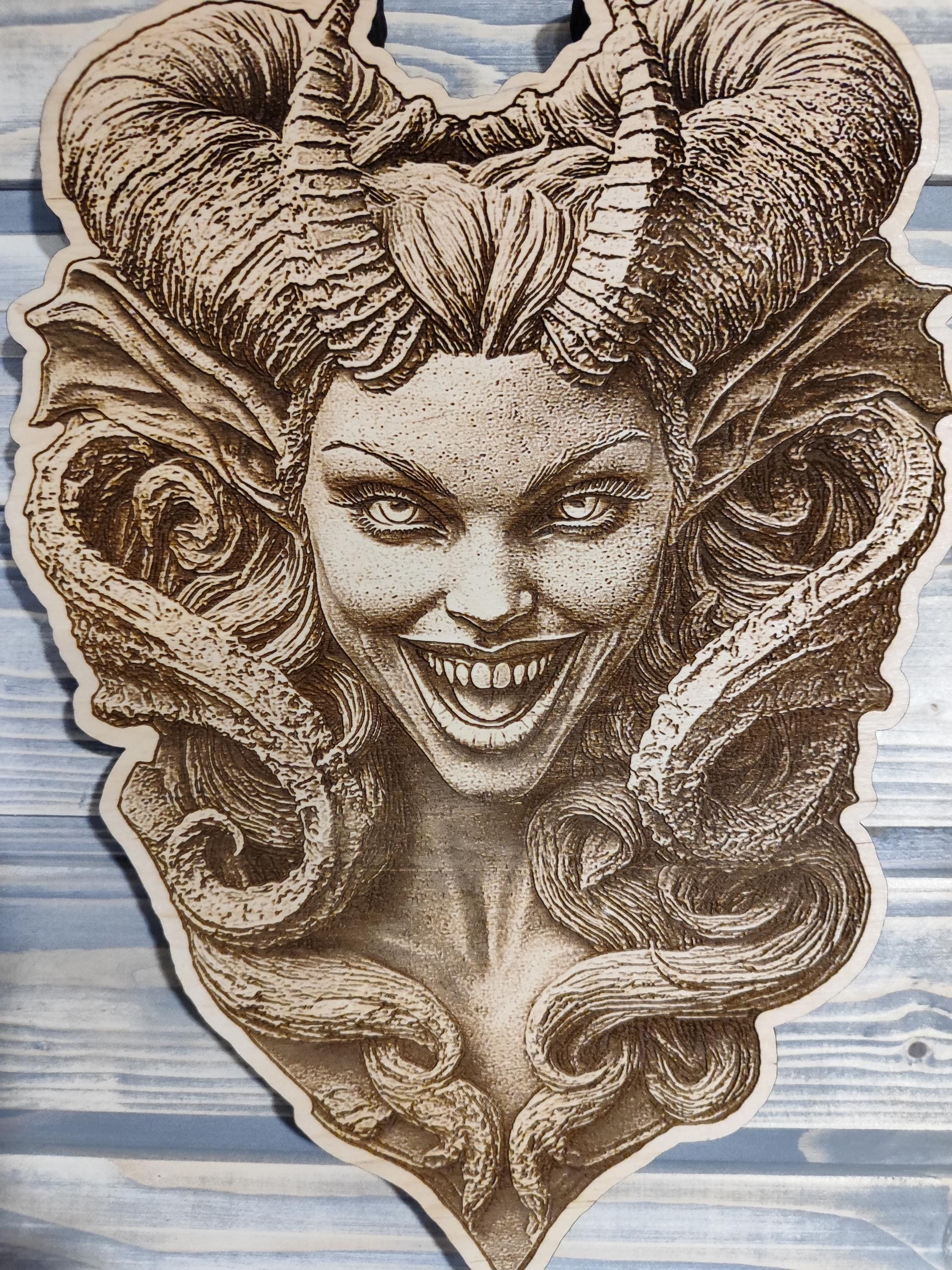 Lilith Goddess, Dark Goddess, Whimsigoth Decor, Laser Engraved