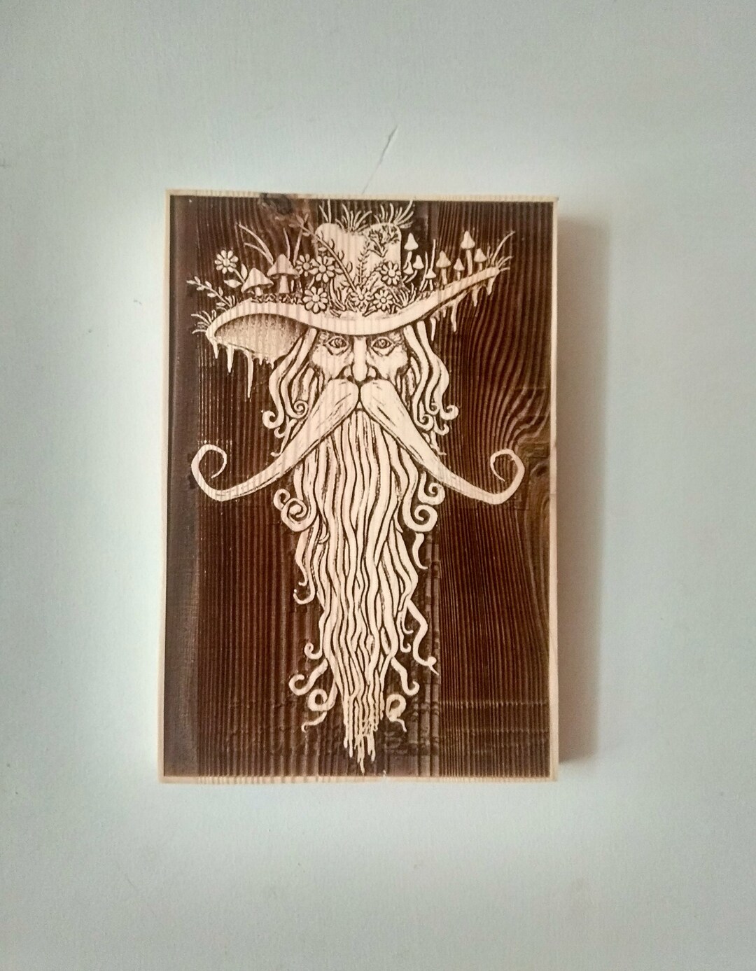Wood Burning Green Man, Wizard of Forest Wall Sign. Etsy