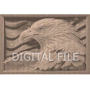 Laser Engraving Files, Eagle, American Flag, 3D Illusion, Wood Engraving, Glowforge Laser Ready, Xtool files.