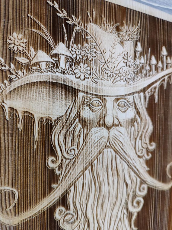 Wood Burning Green Man, Wizard of Forest Wall Sign. - Etsy