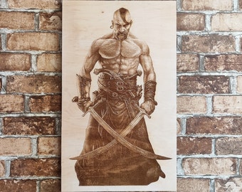 Wood Burning Cossack, Traditional Ukrainian Folk Warrior, Patriotic Decoration.