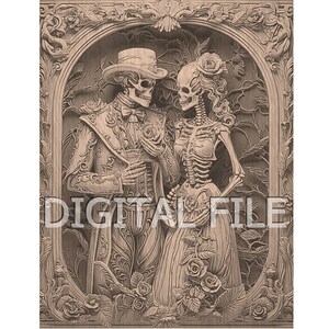 Lasergravur Dateien, Skelett Paar, 3D Illusion, Holzgravur, Glowforge Laser Ready.
