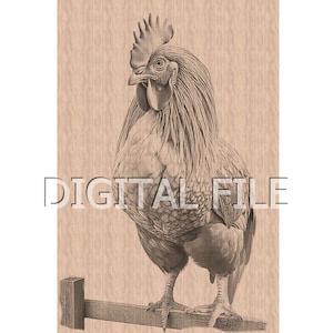 Lasergravur Dateien, Hahn png, 3D Illusion, Holzgravur, Glowforge Laser Ready.