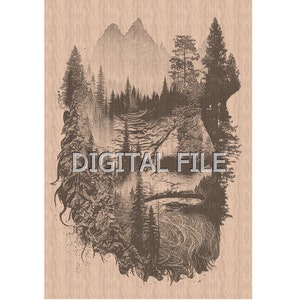 Laser Engraving Files, BigFoot, 3D Illusion, Wood Engraving, Glowforge Laser Ready.