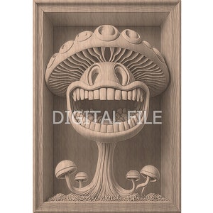 Laser Engraving Files, Magic Mushroom, 3D Illusion, Wood Engraving, Glowforge Laser Ready Files.