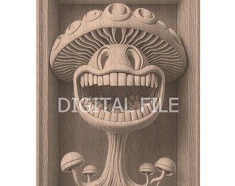 Laser Engraving Files, Magic Mushroom, 3D Illusion, Wood Engraving, Glowforge Laser Ready Files.