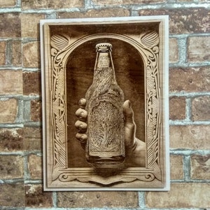 Home Bar Sign, 3D Illusion Beer Sign, Hout Lasergravure Home Bar Decor.