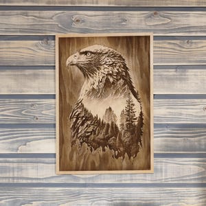 Bald Eagle, 3D Illusion Laser Engraving Wall Art.