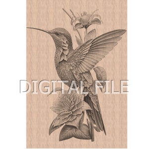 Laser Engraving Files, Hummingbird, 3D Illusion, Wood Engraving, Glowforge Laser Ready.