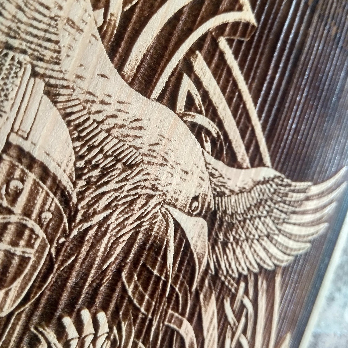 Wood Burning Viking Warrior Wall Art Norse Mythology Laser Etsy