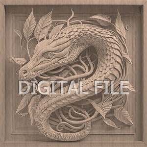 Laser Engraving Files, Snake head, Snake png, 3D Illusion, Wood Engraving, Glowforge Laser Ready.
