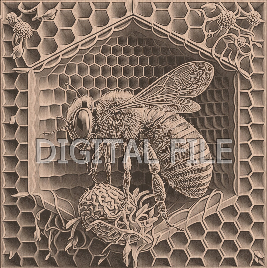 Laser Engraved Filesbee PNG 3D Illusion Wood Engraving - Etsy