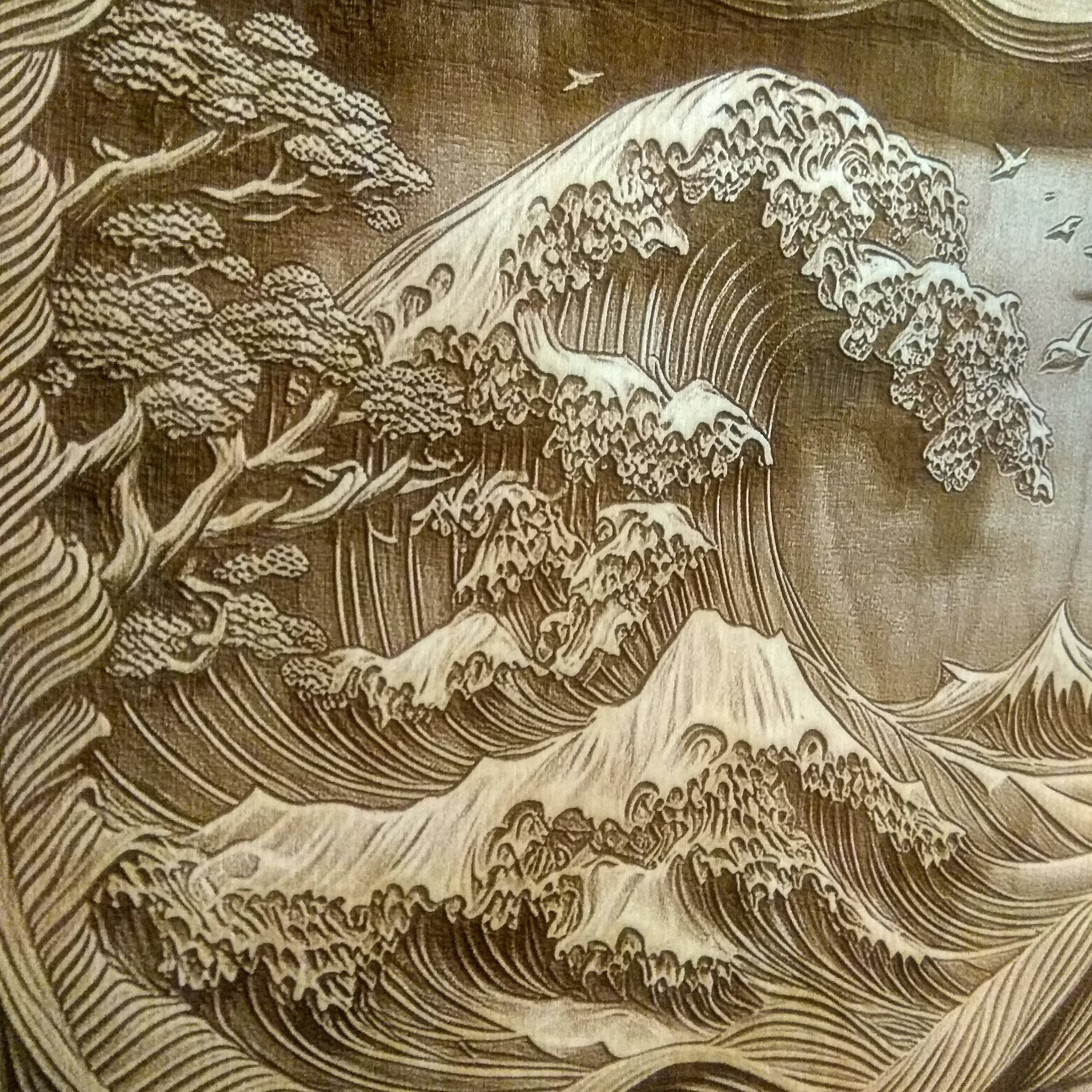 Wave Wood Art, 3D Laser Engraved Birch Wall Decor - Etsy