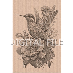 Laser Engraving Files, Hummingbird, 3D Illusion, Wood Engraving, Glowforge Laser Ready.