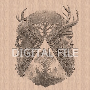 Arquivos de gravação a laser, Viking Yggdrasil, ilusão 3D, gravura em madeira, xTool, arquivos prontos para laser Glowforge.