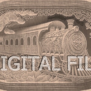 Laser Engraving Files, Train png, 3D Illusion, Wood Engraving, Glowforge Laser Ready