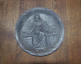 Bandeja o plato de peltre Art Nouveau/Jugendstil