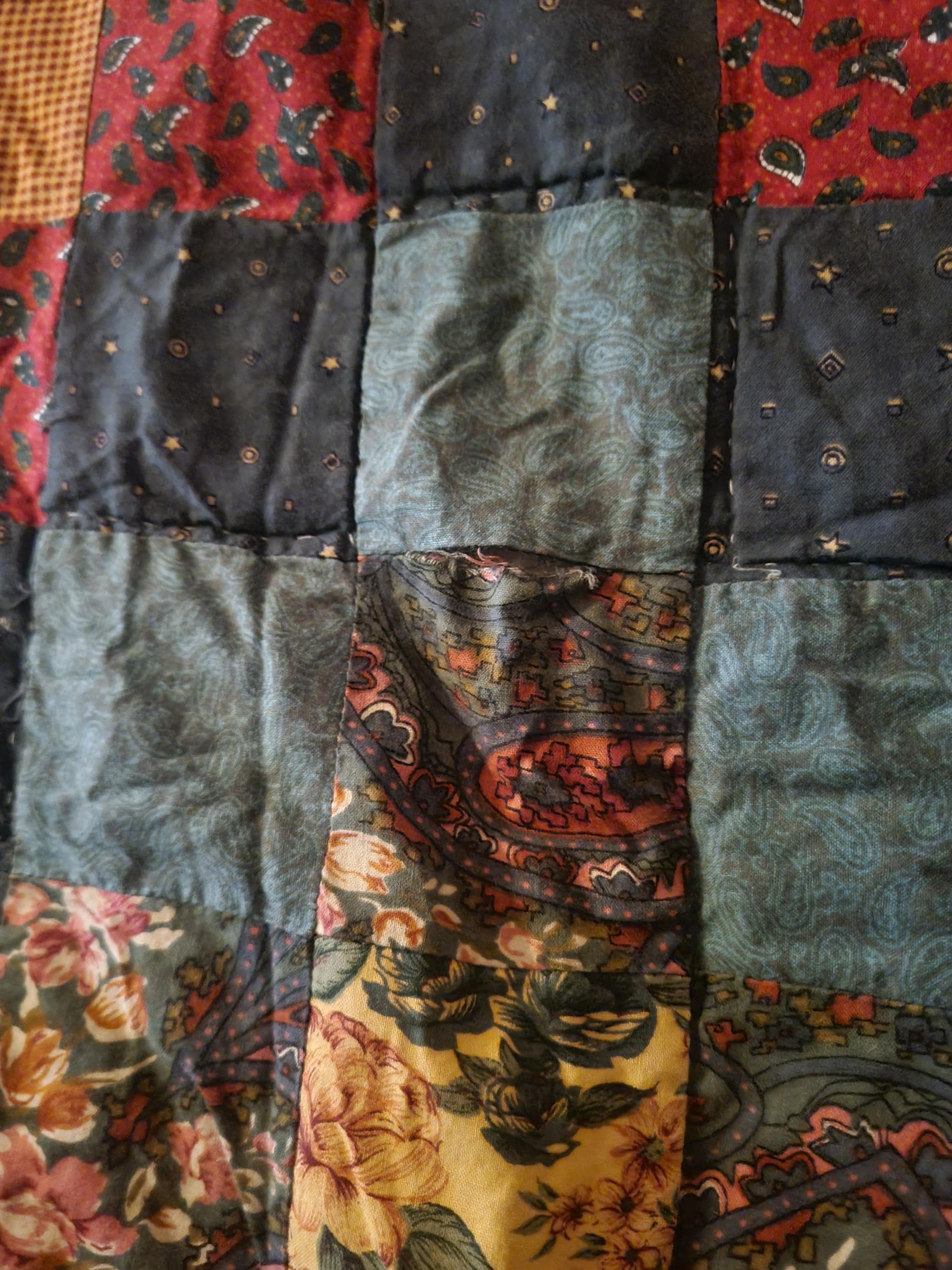 大型のヴィンテージ カラフル パッチワーク キルト 1 枚、84 インチ x