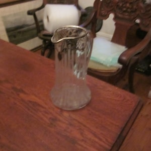 an Art Deco Sterling Silver Overlay Crystal Water Pitcher [etched]