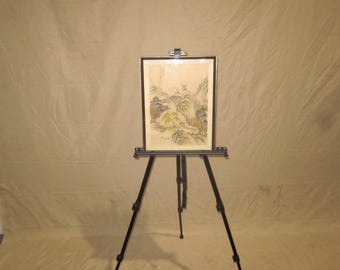 Vintage Japanese Wood Block Print, signed, on silk it appears