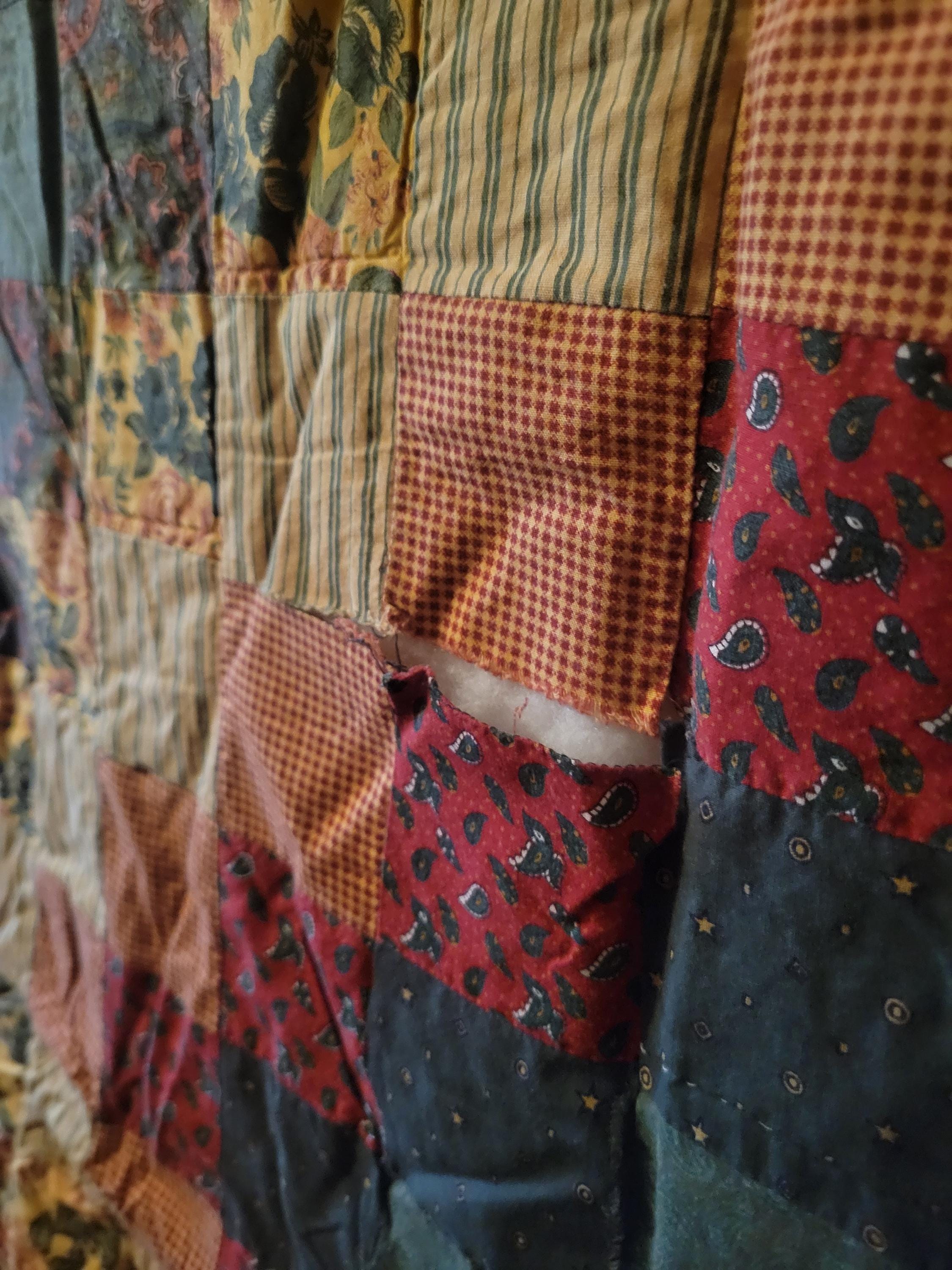 大型のヴィンテージ カラフル パッチワーク キルト 1 枚、84 インチ x