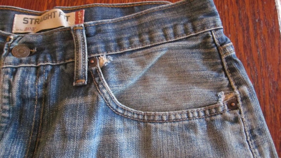 a Distressed Levi's Red Tag 505 Blue Jeans Shorts… - image 7