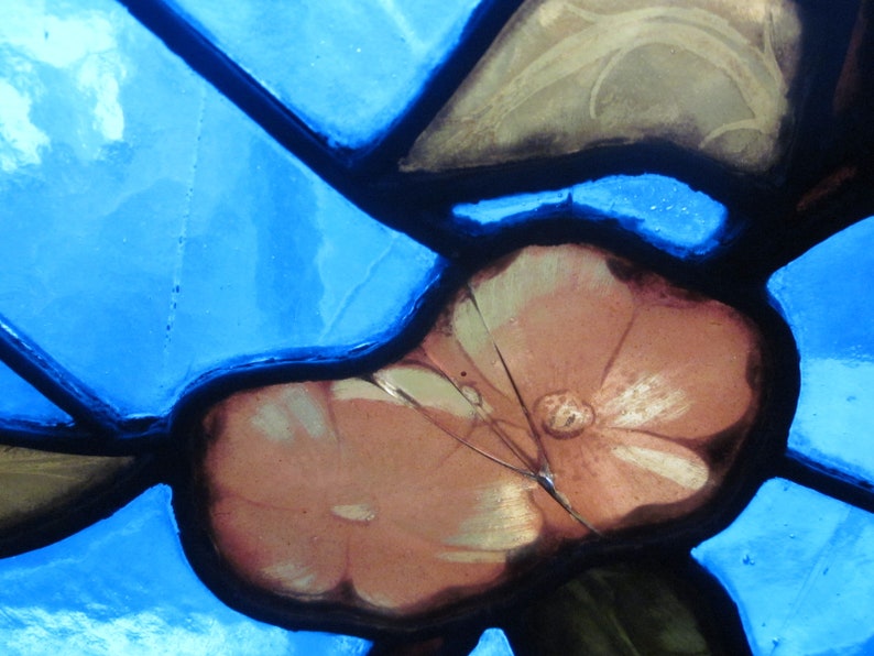 1 C.1890 Aesthetic Antique Stained Glass Window, 16 Large Jewels and Roundels Etsy