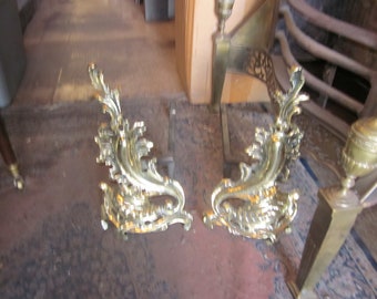 1 pair of French Chenets or Andirons, highly polished