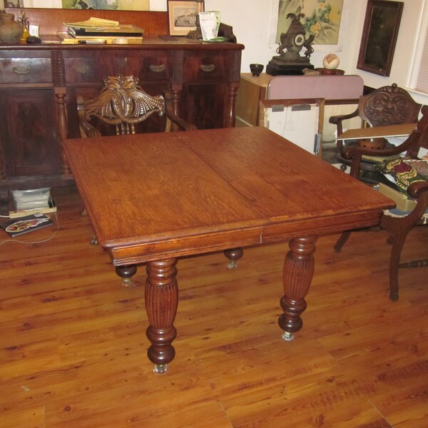 Antique Oak Dining Table With Leaves Etsy