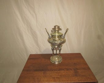 ok. 1890 r. Antyczna wiktoriańska mosiężna lampa naftowa/naftowa, nogi słonia