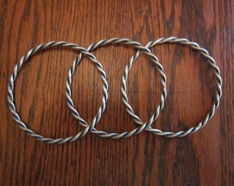 a set of 3 Sterling Silver Bangle Bracelets, 2 1/2 inch diameter, 44 grams total