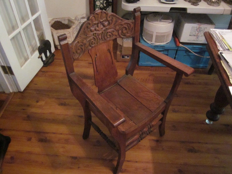 Victorian Quartersawn Oak Green Man / Demon Throne Chair Etsy