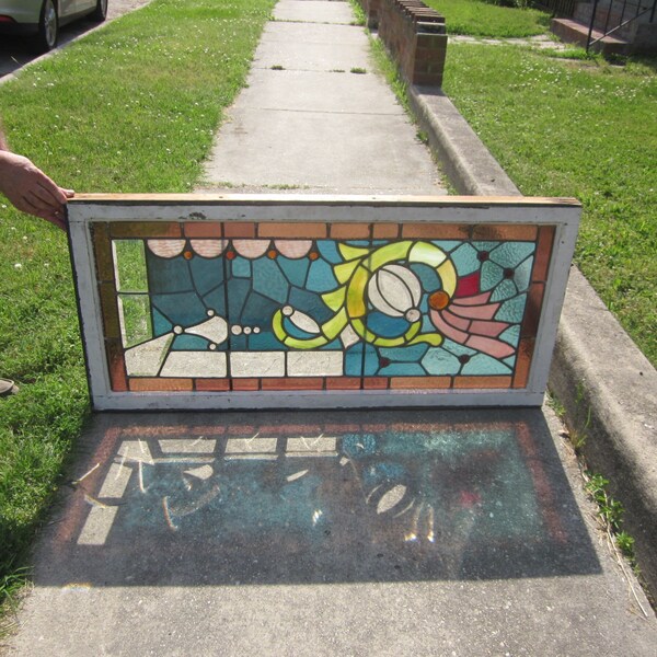 Antique Stained Glass Window Etsy