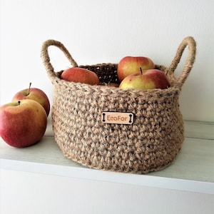 Round  basket  with wicker handles, Storage basket, basket for fruits and cookies, basket of natural materials,  rustic table decor.