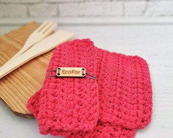 Kitchen washcloth made of natural cotton,  cleaning pad, tawashi in natural cotton - zero waste, plastic free kitchen.