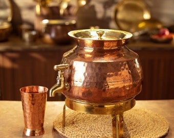 Pure Copper Water Dispenser | Authentic Indian Handmade and Hammered | 3 litres, 5 Litres and 10 Litres