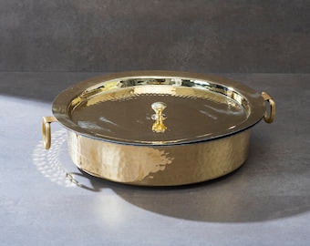 Brass Lagaan | Brass Pot For Cooking With Lid | Brass Cookware for Kitchen