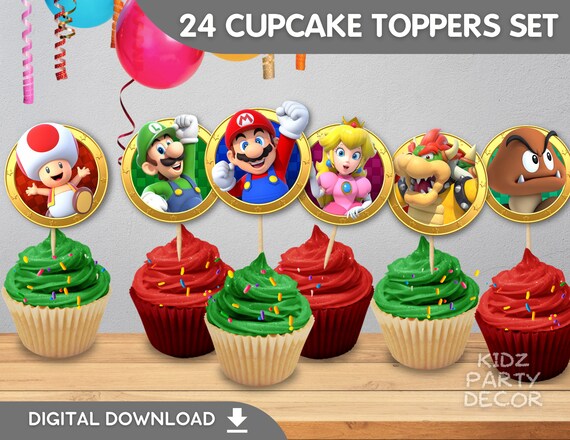 Super Mario Cupcake Toppers Super Mario Birthday Party Mini - Etsy