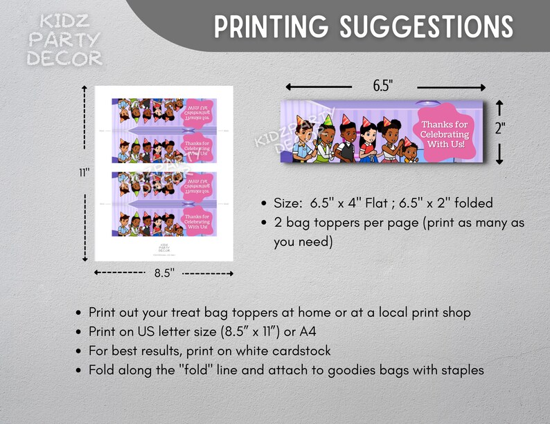 Party Favor Treat Bag Toppers Gracie's Corner Treat Bag Etsy