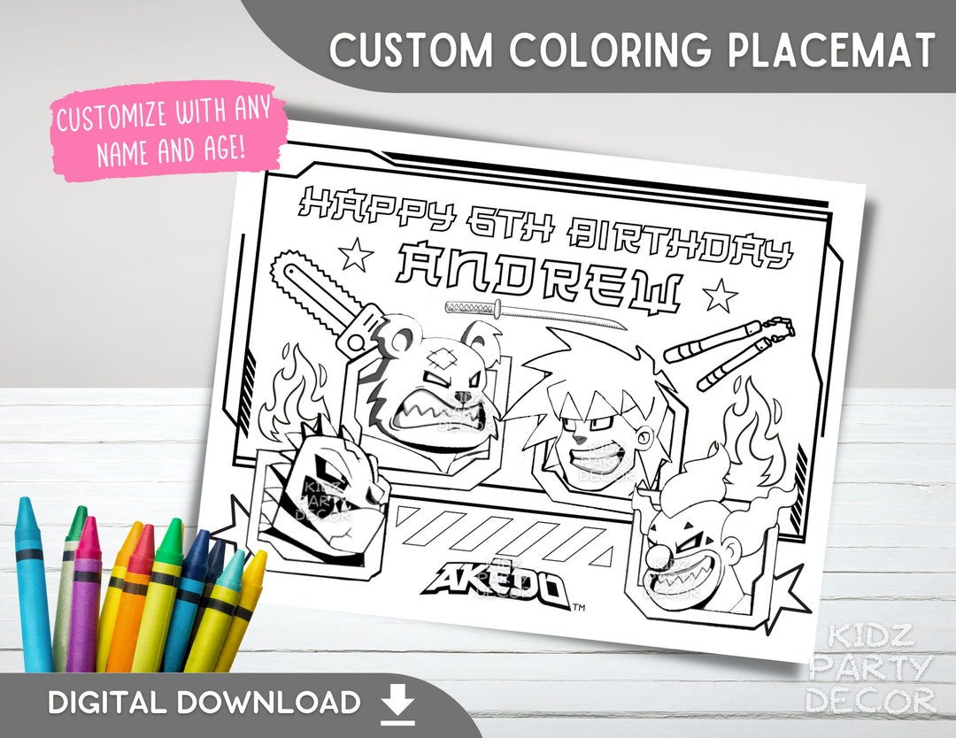 Printable Birthday Placemat Birthday Party Coloring Placemat Etsy Canada