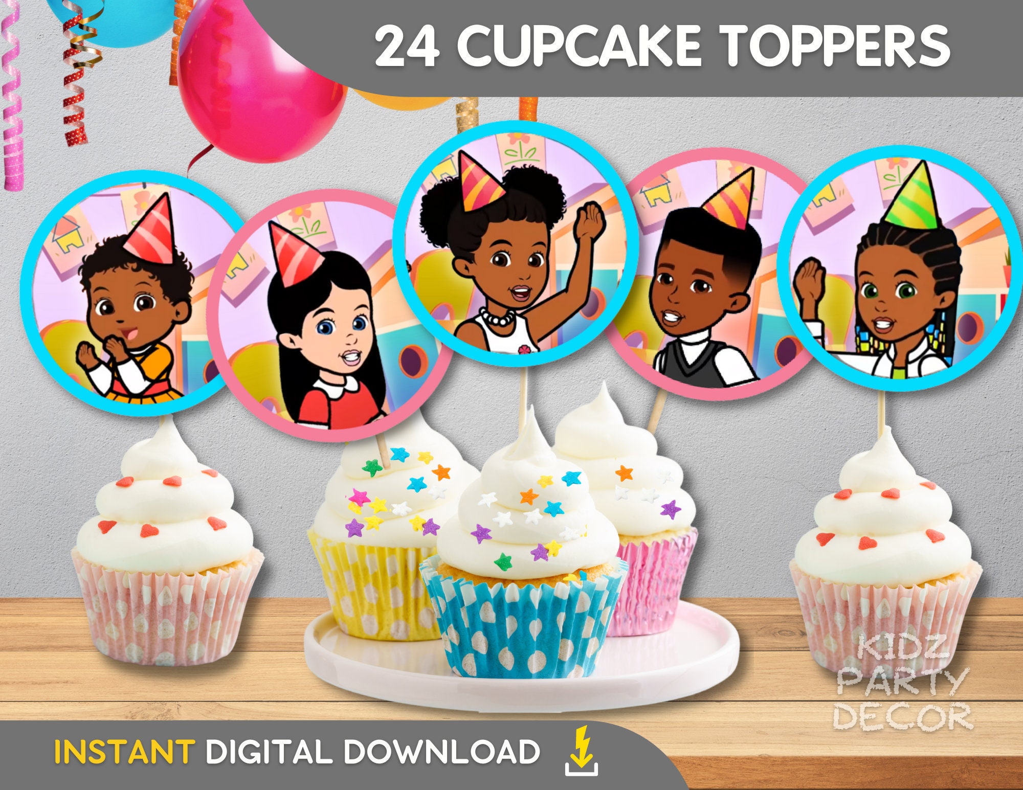 Kids Birthday Cupcake Toppers Gracies Corner Birthday - Etsy