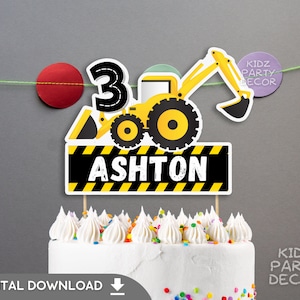 Excavator Birthday Cake Topper | Construction Birthday Party|  Heavy Trucks  | Construction Trucks party | Construction Theme | DIGITAL FILE