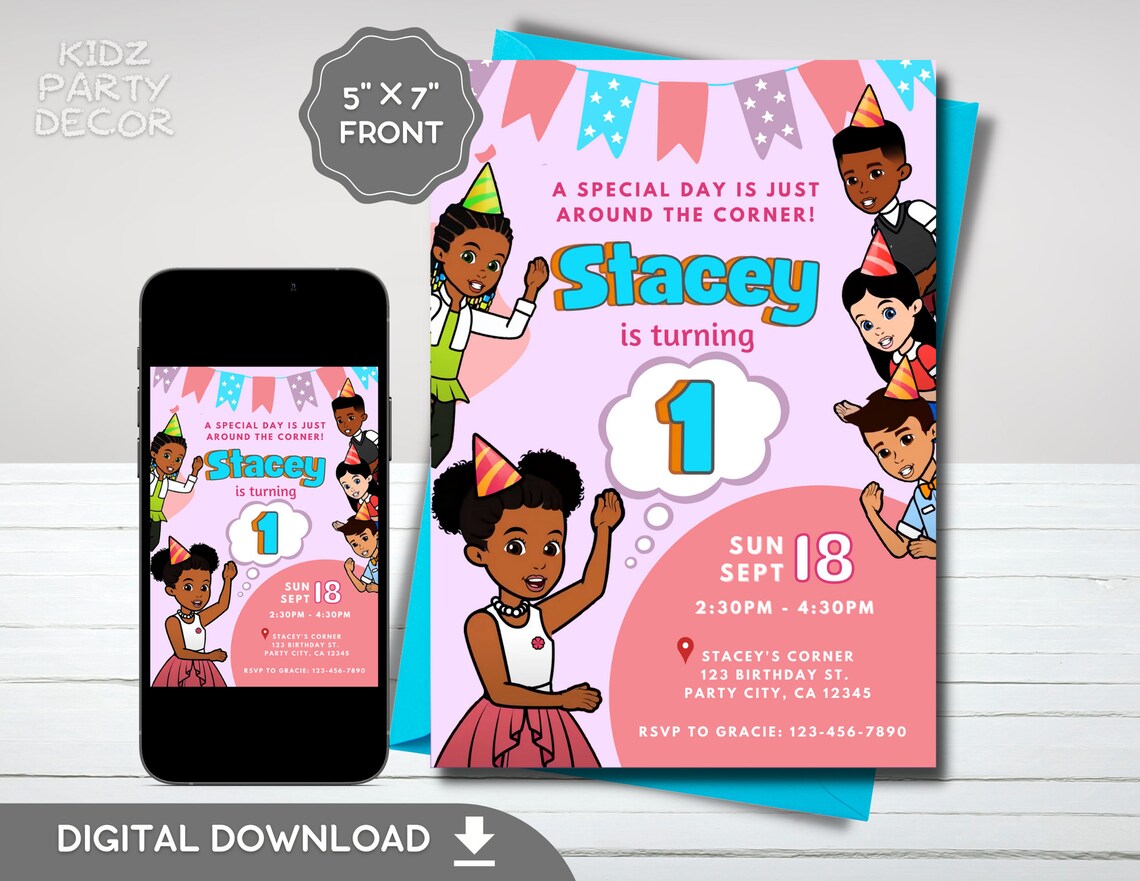 Kids Digital Birthday Invitation Gracies Corner Party Etsy